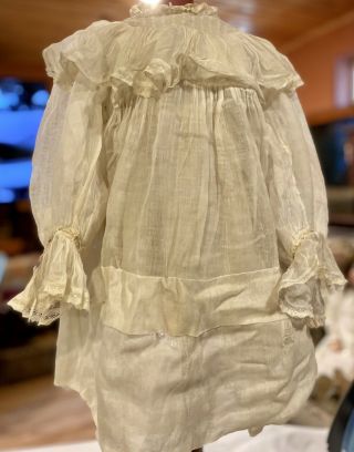 652 Antique Cotton Early Dress With Slip For Antique Or Early Doll