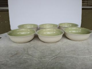Mikasa Italian Sage Cereal Bowls White Green Dd911 7 " Set Of 4