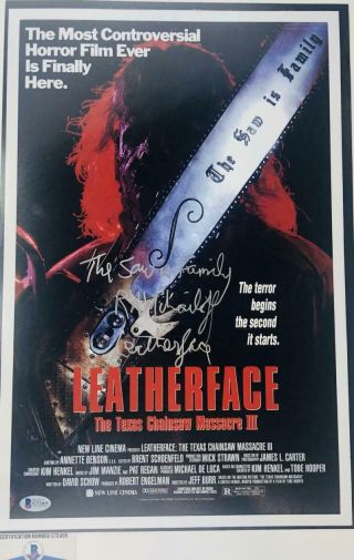 Ra R.  A.  Mihailoff Signed Texas Chainsaw Massacre 12x18 Photo Leatherface Bas 469