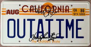 Michael J Fox,  Christopher Lloyd Back To The Future Signed License Plate Loa