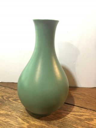 Vintage 12” Royal Haeger Rg87 Vase Matte Weird Green Mcm Mid Century Heavy