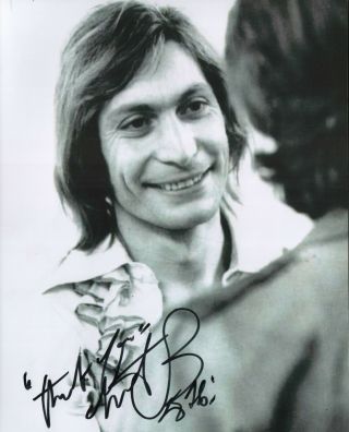 Charlie Watts Rolling Stones Drummer Real Hand Signed Young Photo