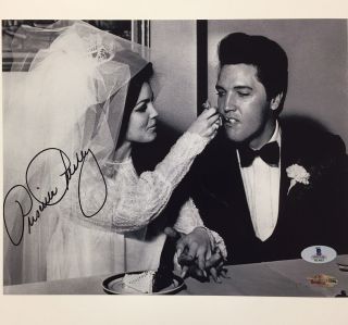 Priscilla Presley Autograph Signed 8x10 Elvis Wedding Photo 3 Beckett Bas