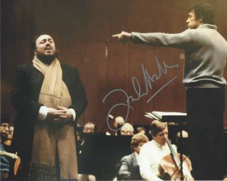 Conductor Zubin Mehta Signed 8x10 Photo Three Tenors Luciano Pavarotti W/coa