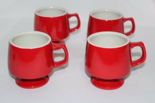 Hall Pedestal Red Mugs Usa Vintage Set Of 4 Coffee Mugs Hallmarked