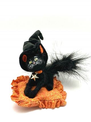 Annalee Halloween Black Cat On Pillow Moonlight Witch Hat Spooky 2009 Retired