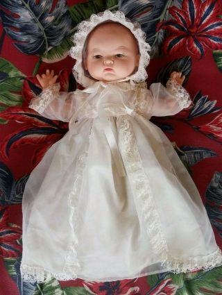Vintage Horsman 1972 Bye - Lo Baby Doll 12 " Rubber Face Soft Body