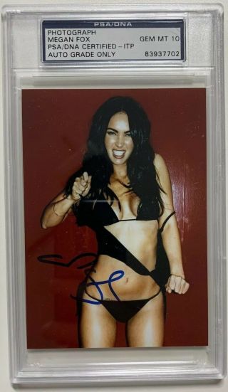 Megan Fox Sexy Autographed 3.  5 X 5 Photo Signed Psa/dna Slabbed Graded 10 Rip