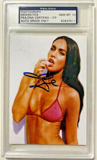Megan Fox Sexy Autographed 3.  5 X 5 Photo Signed Psa/dna Slabbed Graded 10 - Ice