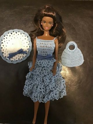 Vintage Barbie Doll With Crochet Dress