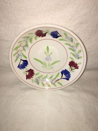 Staffordshire Stick Spatter Floral Bowl Ca.  1880 Spatterware