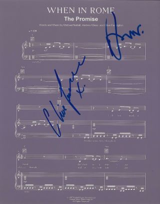 When In Rome Uk Band Real Hand Signed The Promise Sheet Music Autographed