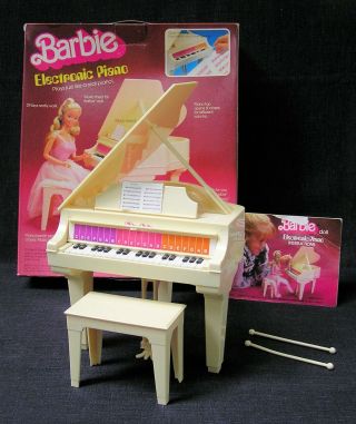 Vintage Barbie Electronic Piano With All Accessories & Box