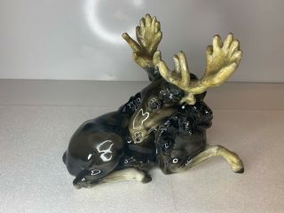 Hutschenreuther Sitting Moose Figurine By K Tutter