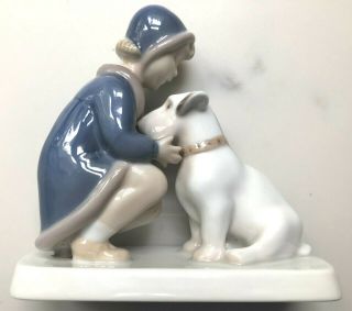 Vintage B&G Bing & Grondahl Porcelain Figurine Girl With Dog 2163 Denmark 2