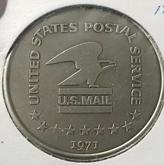 1971 United States Postal Service Us Mail Large Silver Dollar Size Medal