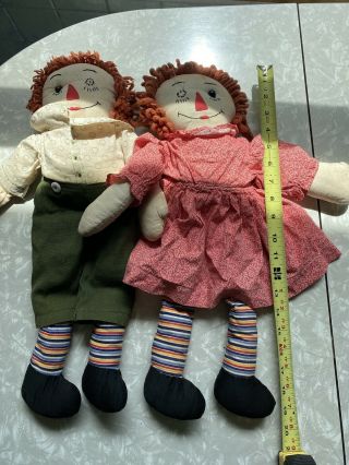 Vtg Handmade Primitive Cloth Rag Doll Embroidered Face 20”dolls Hand Sewn
