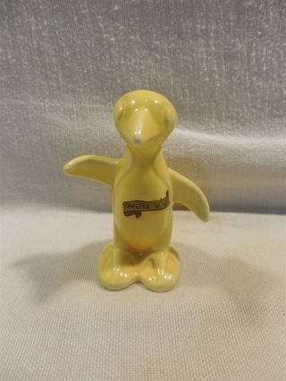 Vintage Homer Laughlin Harlequin Yellow Penguin Figurine With Souvenir Label