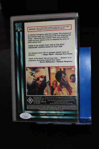 Dawn of the Dead Signed VHS Tape - 4 cast signatures - JSA Certified - Uncut 2