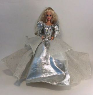Collectible 1992 Happy Holidays Barbie Doll Fantasy In Crystal & Silver Dress