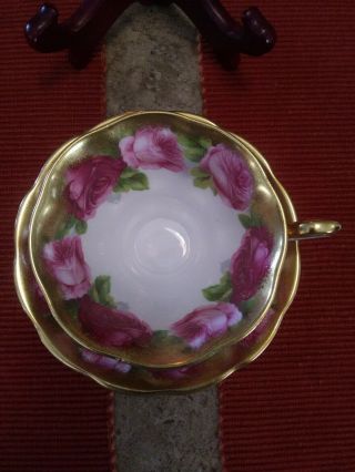 Vintage Royal Albert Bone China Old English Rose Heavy Gold Gilt Tea Cup Saucer 2