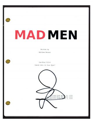 John Slattery Signed Autographed Mad Men Pilot Episode Script Screenplay