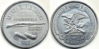 Medal: Nra Pewter Medal Featuring The Springfield M1903 Series Assault Rifle