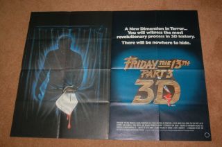 Friday The 13th Part Iii (3d) (1982) - Orig.  Uk Quad Poster In Ex.