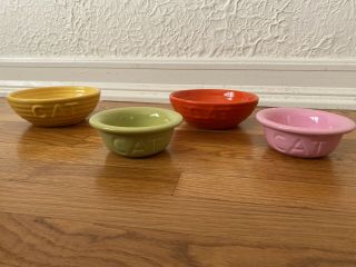 Bauer Pottery Demi & Monterey Cat Dish Set 2