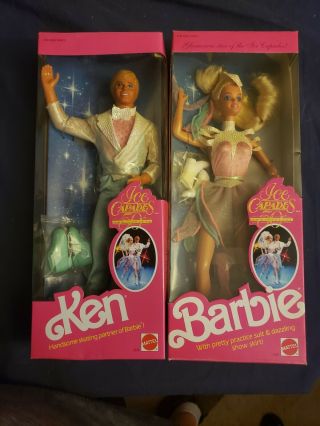 1989 Mattel Ice Capades Barbie And Ken 7365/7375 Please Read Slight Damage