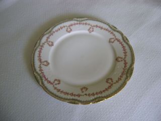 Antique Theo Haviland Limoges Dinner Plate 319 - 2 Pink Roses Green/gold Trim 4