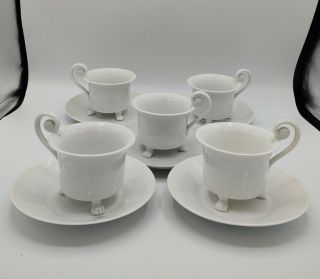 Vtg Set 10 Porcelain Thomas Bavaria White Footed Tea Coffee Cups Saucer Plates