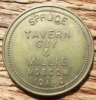 971 – Good For Trade Token – Spruce Tavern – Guy & Millie,  Moscow,  Idaho