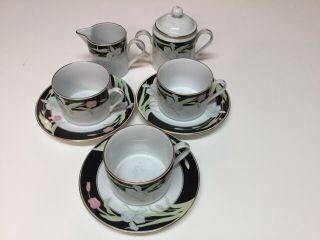 Vanessa By Fairfield Fine China 3 Coffee Mugs And Saucers,  Creamer,  Sugar Bowl