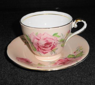Vintage Aynsley C906/3 906 Bone China Tea Cup & Saucer Set Pink Roses Gold Trim