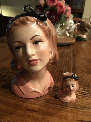 Topline Set Of Vintage Lady Headvases Head Vases