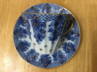 Collectible Russian Porcelain Tea Cups And Plates