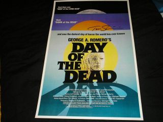 Tom Savini Signed 11x17 Day Of The Dead Movie Poster Horror Sfx Icon Horror