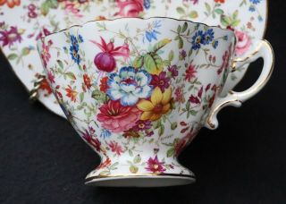 Vintage Hammersley 3257 Floral Rose Chintz Signed F Howard Tea Cup & Saucer