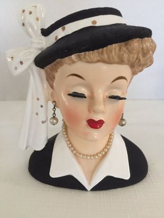 Vintage Lady Head Vase,  C2633c Napco 1956,  6” Tall