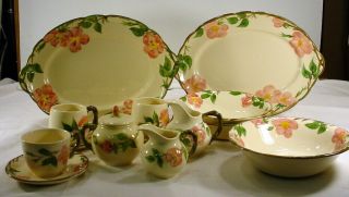 Vintage Franciscan Desert Rose Pottery Serving Bowls Platter Creamer Sugar