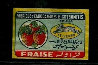 Egypt 1945 Collectables Old Label Fraise Juice Rabbit Costsomittis Co Cairo 28