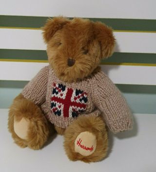 Harrods Teddy Bear London Flag On Jumper 20cm Seated