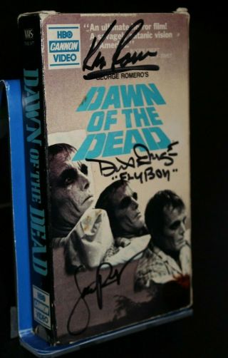 Dawn Of The Dead Signed Vhs Tape - 3 Cast Signatures - Jsa Certified - Romero