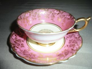 Paragon Gold/pink/white Tea Cup And Saucer Made In England
