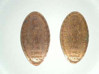 York Statue Of Liberty Pressed Smashed Elongated Penny Set Of 2 Vintage