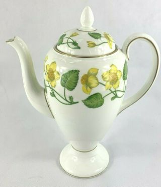 Wedgwood Kingcup Coffee Pot & Lid Buttercup Yellow Flowers England W4050