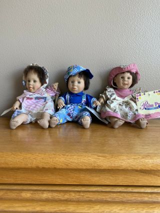 Three Palm Pals Bean Bag Dolls 1990’s Vintage 3 Dolls