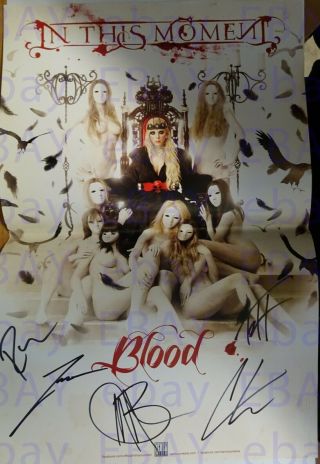 In This Moment Autographed Poster Signed Not A Reprint - Proof 16.  5 " X11 " Blood
