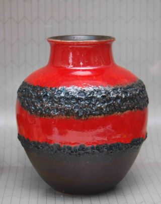 Vintage Scheurich Modernist Red Lava Glaze Art Pottery Vase 70 20 West Germany